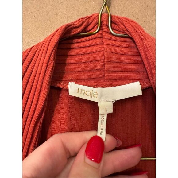 MAJE Milan Longline Ribbed Cardigan - Picture 4 of 8